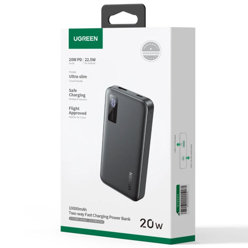 Cargador Portatil UGREEN PB311 10000mAh 20W USB-C + USB-A - Black