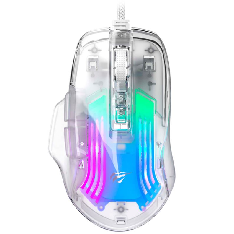 Mouse Gamer Havit MS1011SE GameNote USB / RGB - Blanco / Transparente